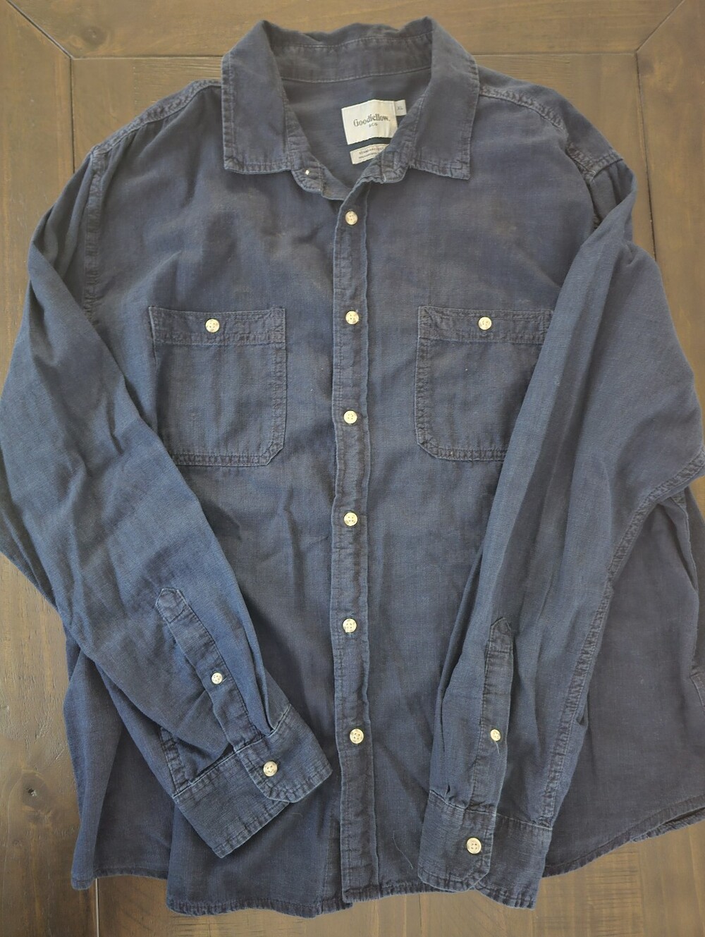 Goodfellow & Co Dark Blue Long-Sleeve Button-Down Shirt